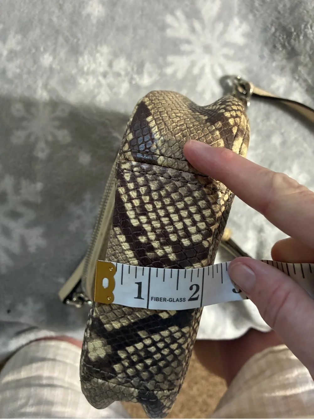 Michael Kors Cream & Brown Snake-Print Crossbody Saddle Bag
